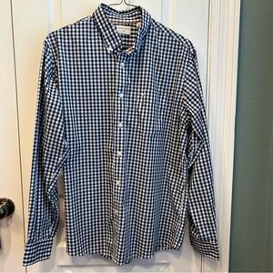 Dockers Men’s Navy & White Checkered Long Sleeve Button Down Dress Shirt Size LG